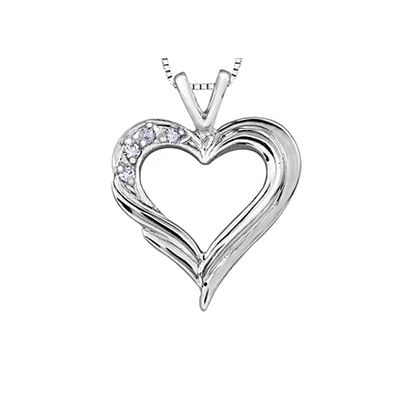 10k White Gold Diamond Heart Necklace