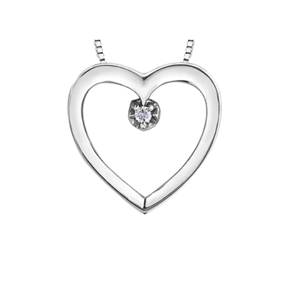 10k White Gold Diamond Heart Necklace