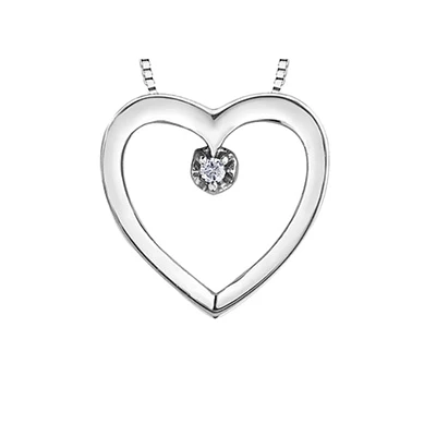 10k White Gold Diamond Heart Necklace