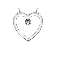 10k White Gold Diamond Heart Necklace