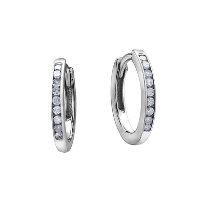 10k Gold & Diamond Channel Set Hoops