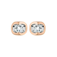 10k Rose & White Gold Diamond Stud Earrings