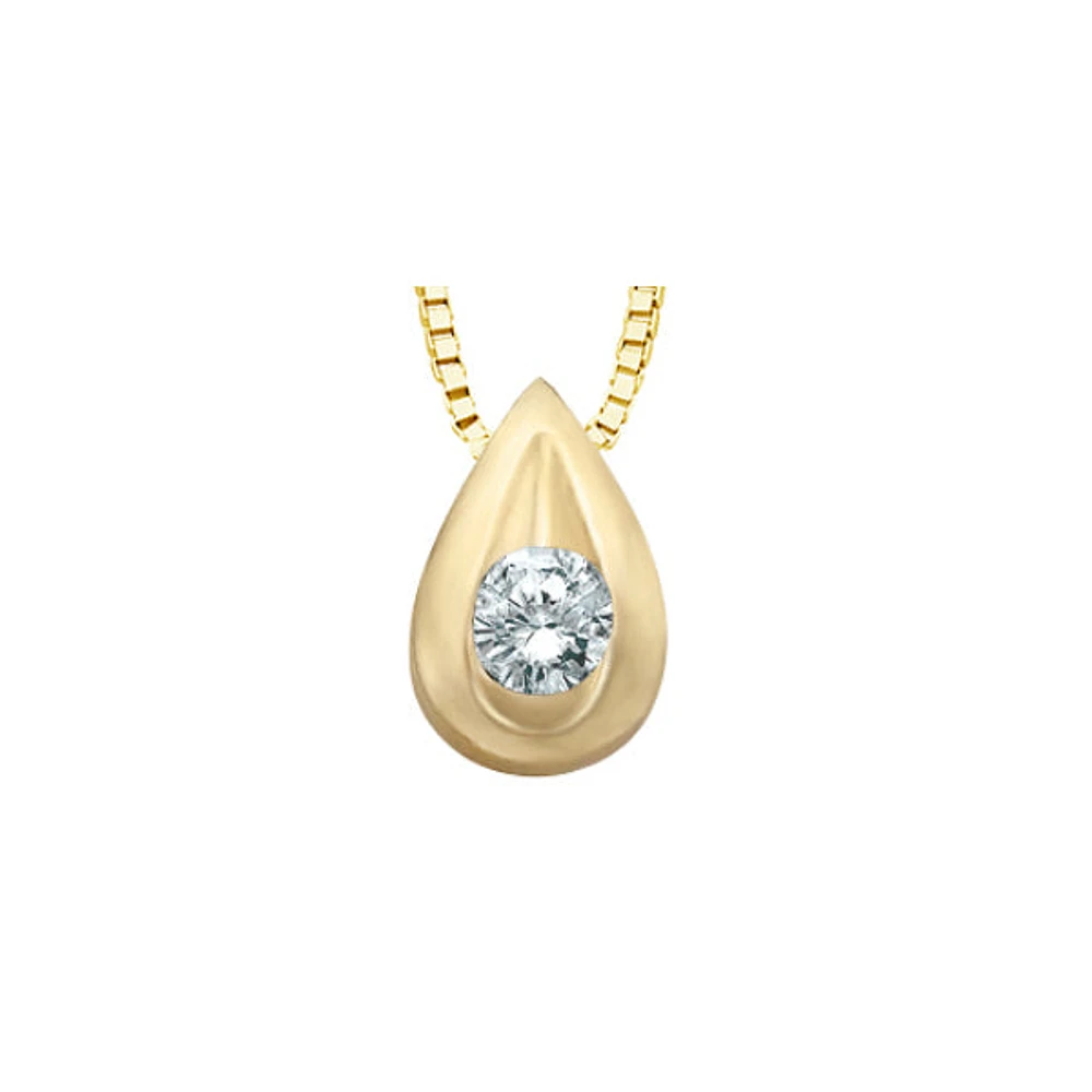 10k Yellow Gold & Diamond Teardrop Necklace