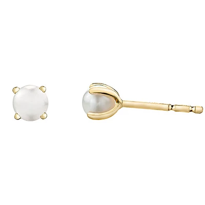 10k Yellow Gold Pearl Earrings