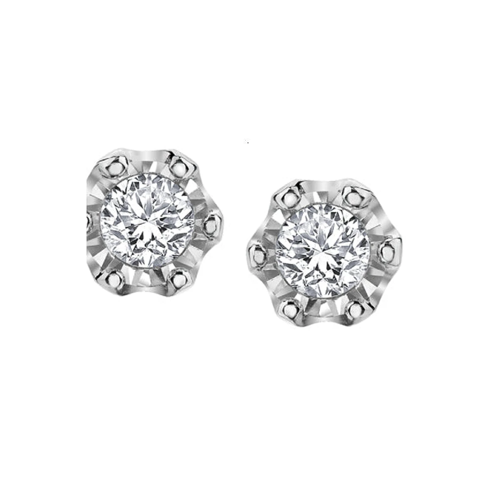 10k White Gold Diamond Stud Earrings