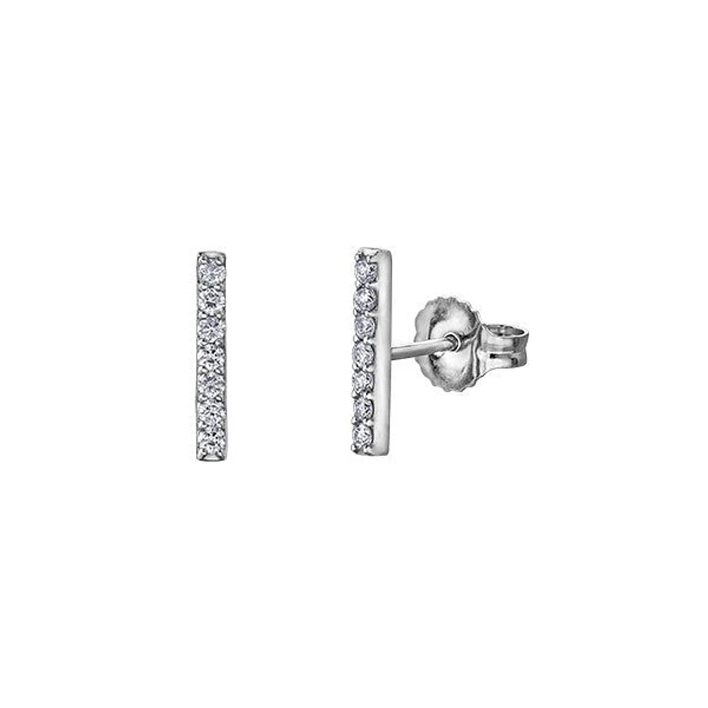 10k Yellow or White Gold Bar Style Diamond Earrings