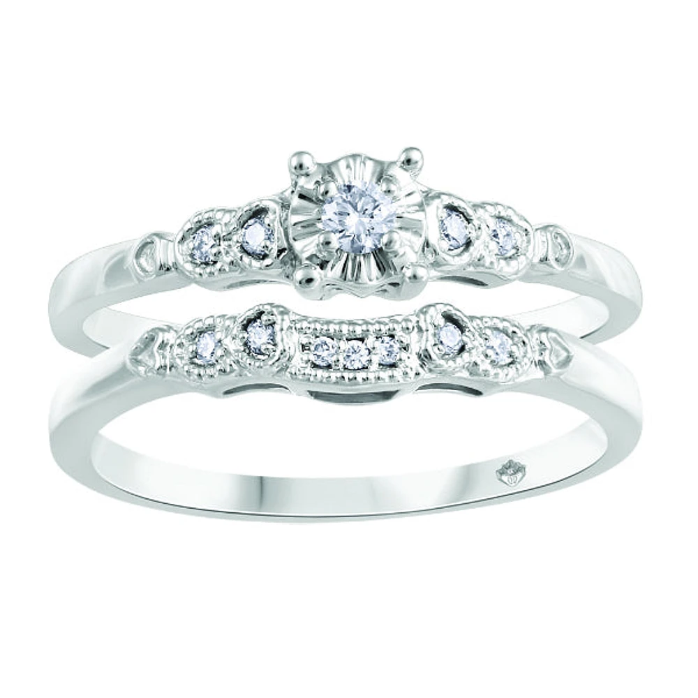 10k White Gold Matching Canadian Diamond Bridal Set