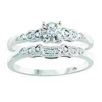 10k White Gold Matching Canadian Diamond Bridal Set