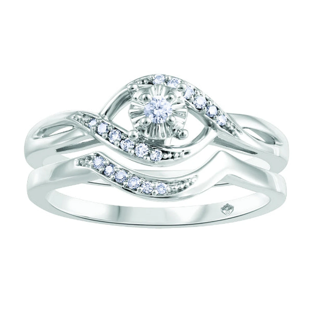 10k White Gold Matching Canadian Diamond Bridal Set