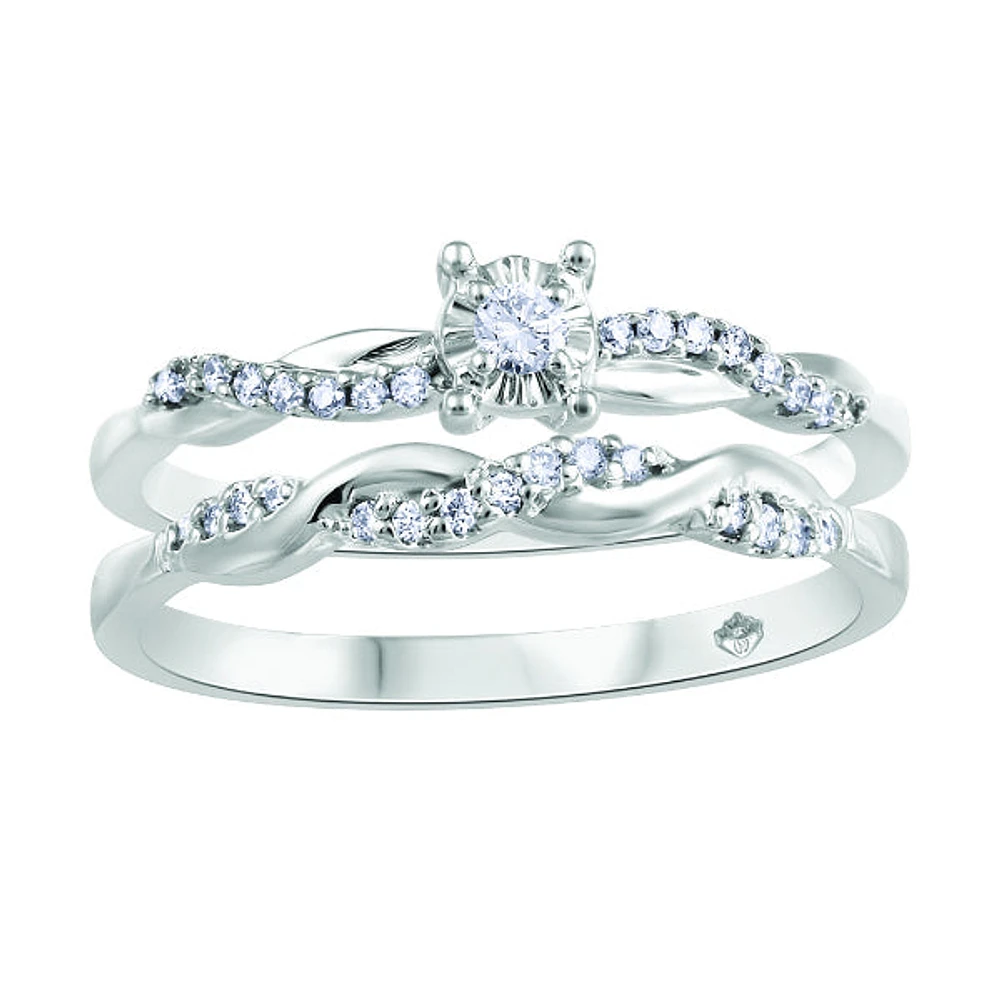 10k White Gold Matching Canadian Diamond Bridal Set