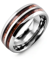 Mens Tungsten & Koa Wood Inlay Band