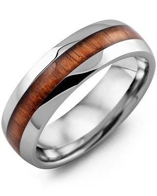 Mens Tungsten & Koa Wood Inlay Band