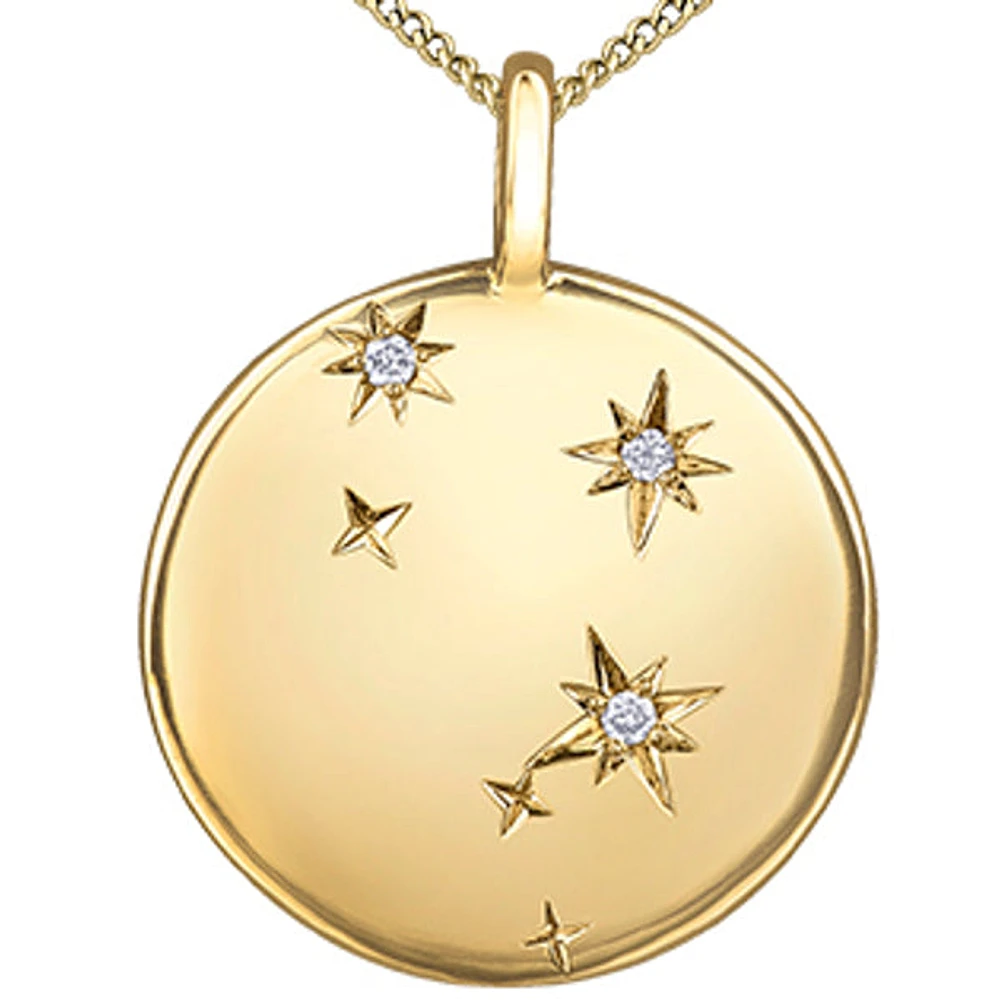 10k Yellow Gold Zodiac Diamond Pendant
