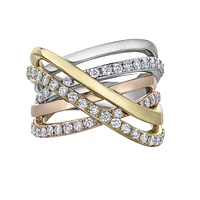 10k Tri Colored Gold 1.00ctw Diamond Ring