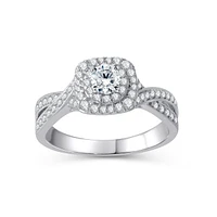 14k White Gold 0.50ctw Double Halo Engagement Ring