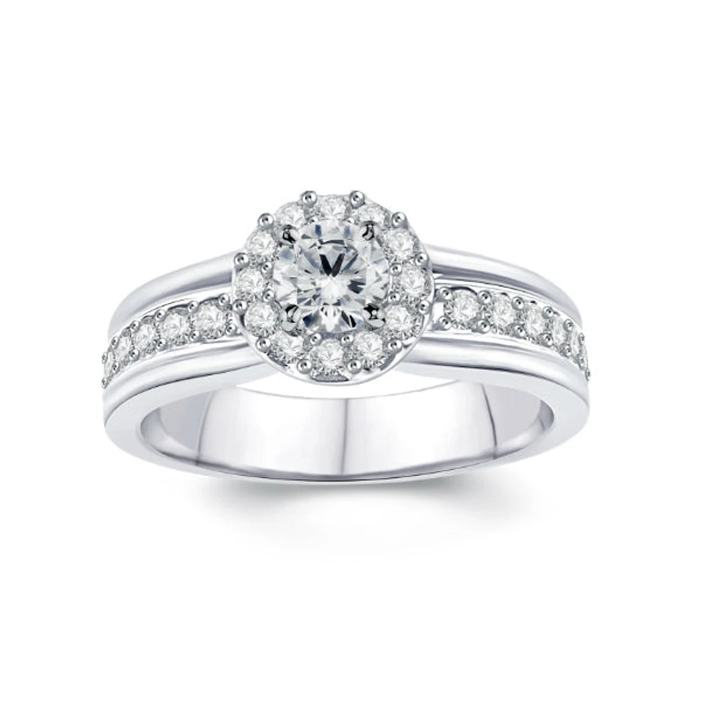 14k White Gold 0.75ctw Halo Engagement Ring