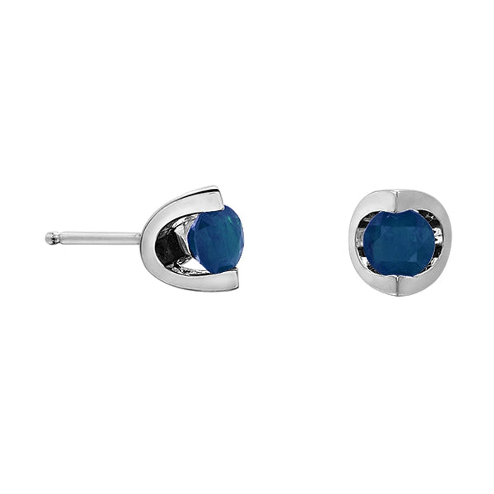 10k White Gold Blue Sapphire Earrings