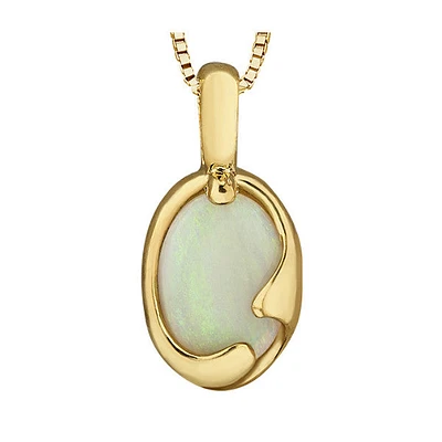 10k Yellow Gold Opal Necklace