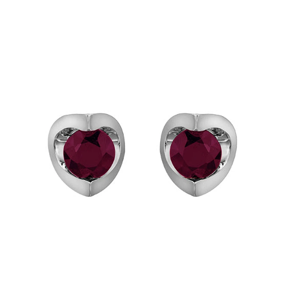 10k White Gold Ruby Earrings