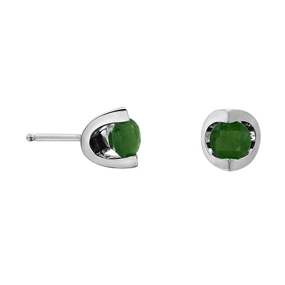 10k White Gold Emerald Earrings