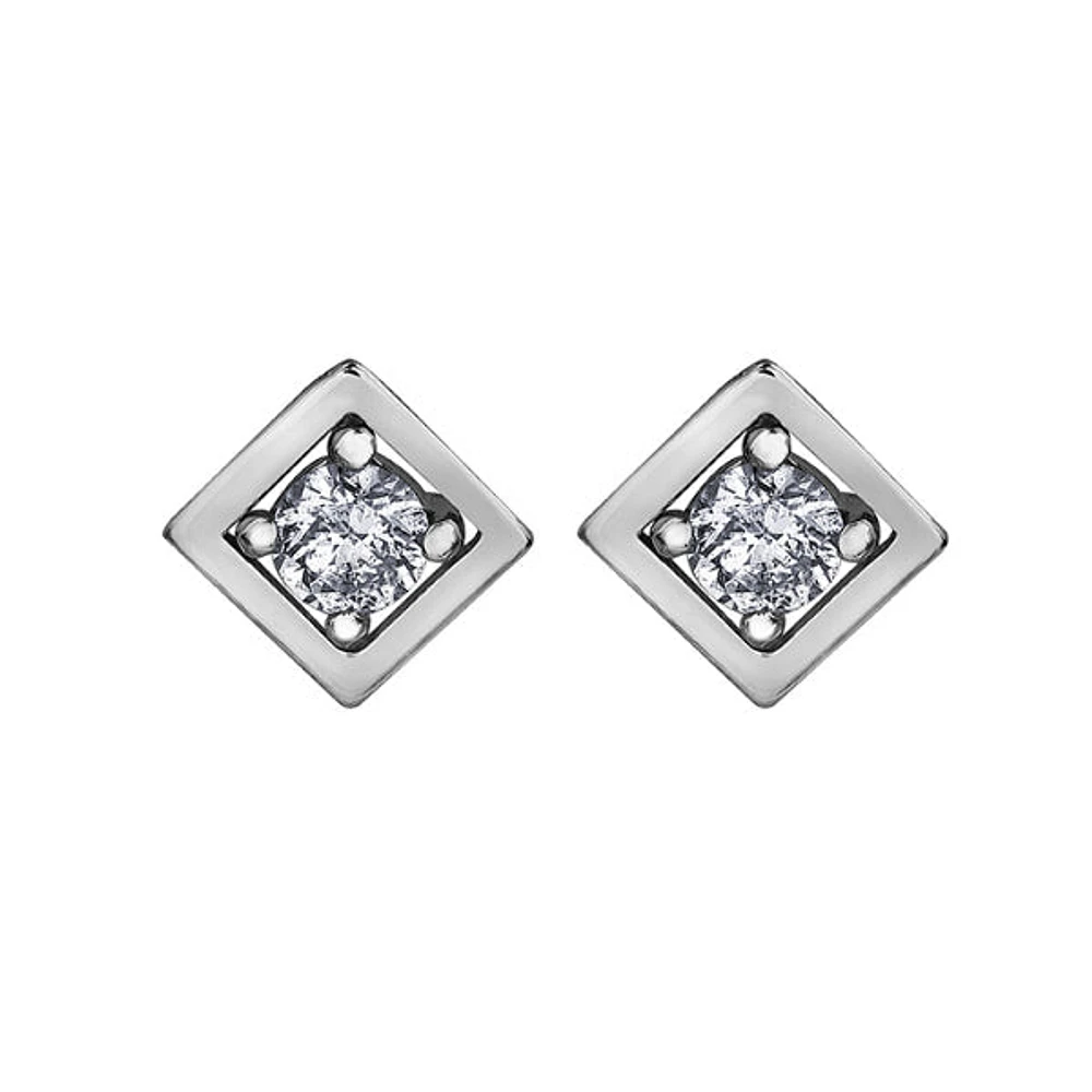 10k White Gold Diamond Earrings