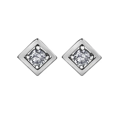 10k White Gold Diamond Earrings