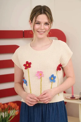 3D Flower Garden Knit Top