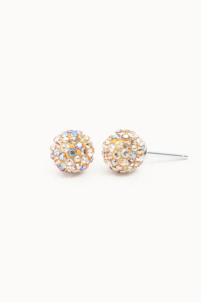 8mm Sparkle Ball Earrings - Sea Salt