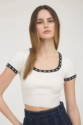 Agnes Contrast Knit Crop Top
