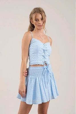 Eyelet Lace-Up Top