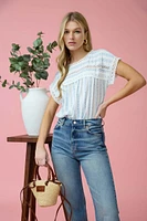 Floral Stripe Batwing Blouse