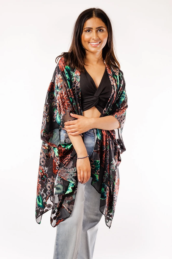 Floral Velvet Kimono