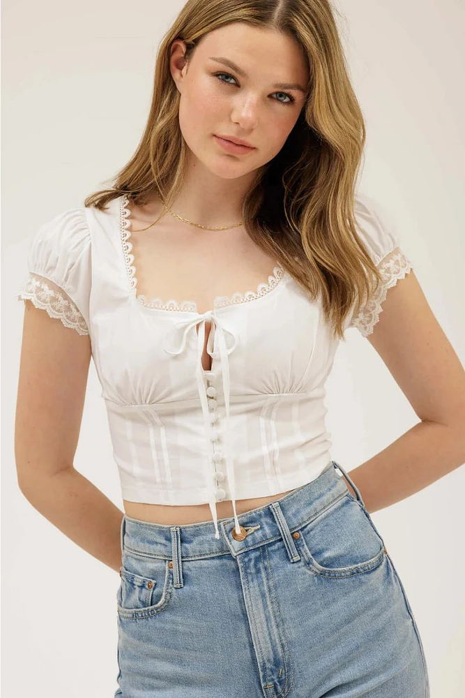 Lace Trim Corset Top