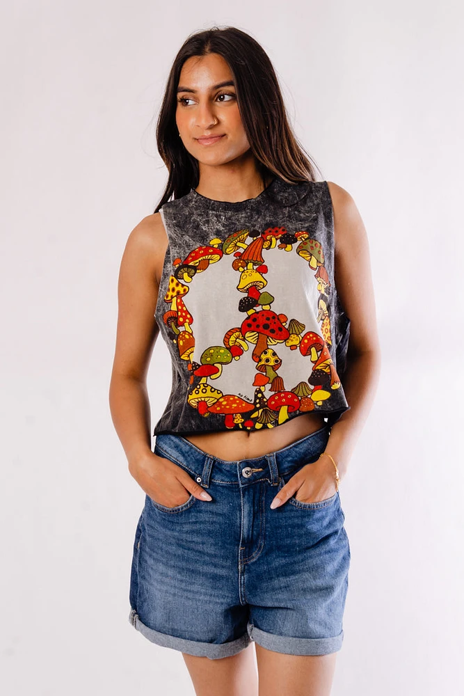 Mushroom Peace Crop Tank