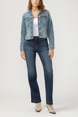 Notched Crop Jean Jacket