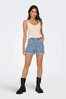 Onlvega High Waisted Denim Mom Shorts