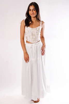 Ruffle Poplin Midi Skirt