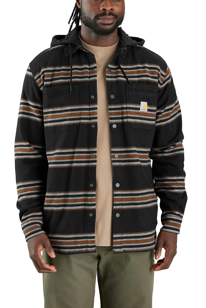 Rugged Relaxed Flannel Hoodie Shacket