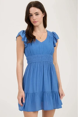 Skydrop Shirred Mini Dress