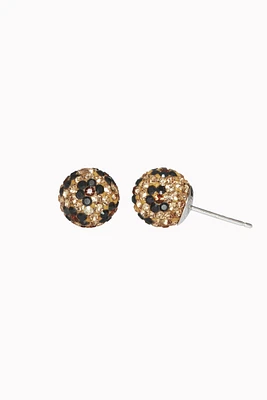 10mm Sparkle Ball Earrings - Leopard