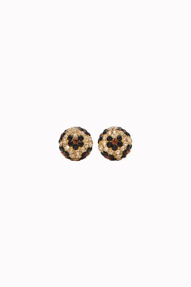 8mm Sparkle Ball Earrings - Leopard