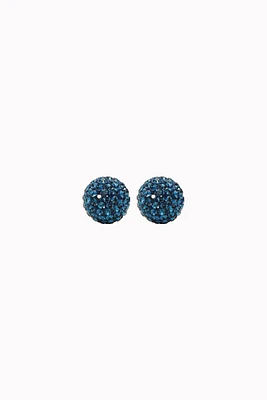 8mm Sparkle Ball Earrings - Sapphire