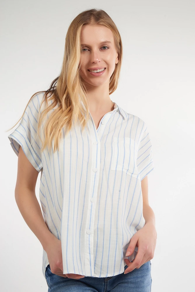 Blouse rayée à manches courtes - 19579 (E-A10)