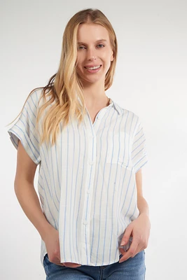 Blouse rayée à manches courtes - 19579 (E-A10)