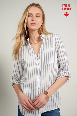 Blouse rayée à manches trois-quarts - PINGA-3 (R-A19)