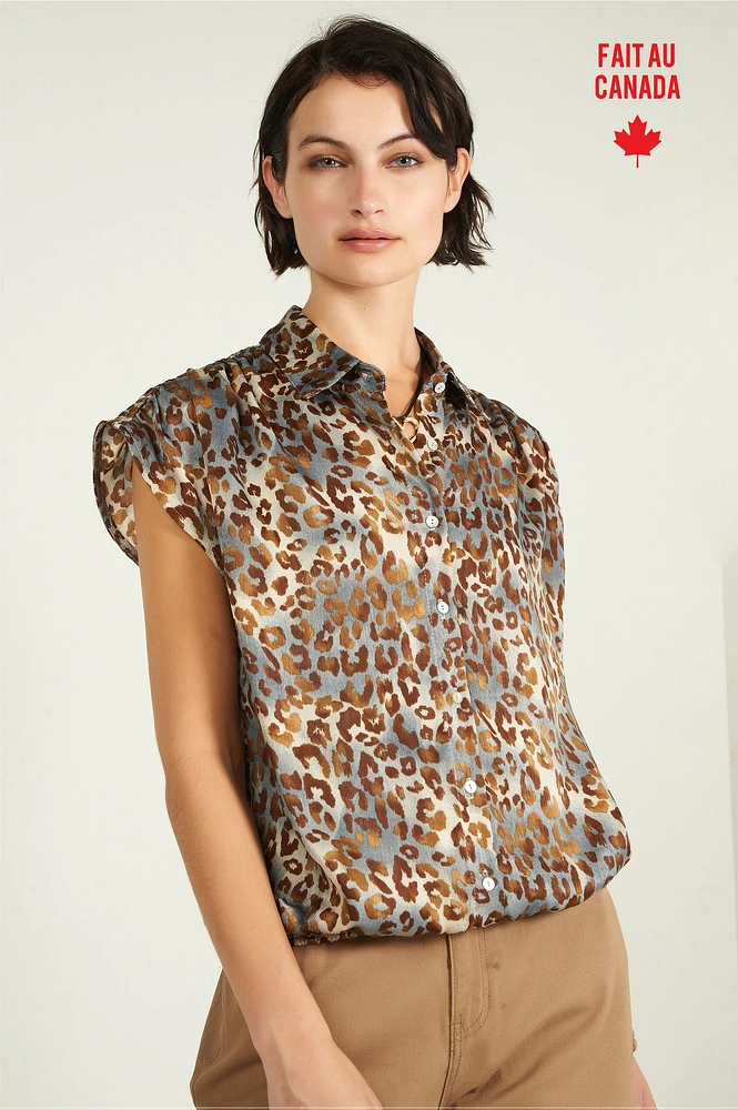 Leopard print sleeveless blouse - ELEONORE (R-A1)