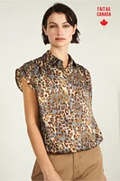 Leopard print sleeveless blouse - ELEONORE (R-A1)