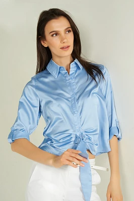 Blouse courte en satin - ARABELLELUY1 (E-B13)