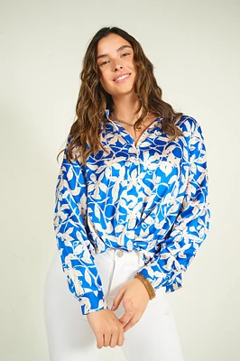 Satin floral blouse - DALPHINA-F (E-B1)