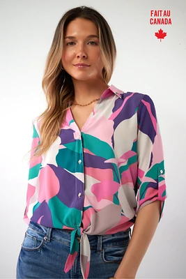 Printed three-quarter sleeve blouse - CARMELA-P (R-B9)
